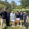 Monomoy girls golf coach John Anderson, far left, poses with last year’s team. FILE PHOTO