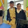 Orleans Elementary School fifth graders Noah Hyde, left, and Zach Ricard got in costume as part of their presentation on the signers of the Declaration of Independence Feb. 5. Students each spent weeks researching their subjects before making their presentations. RYAN BRAY PHOTOS